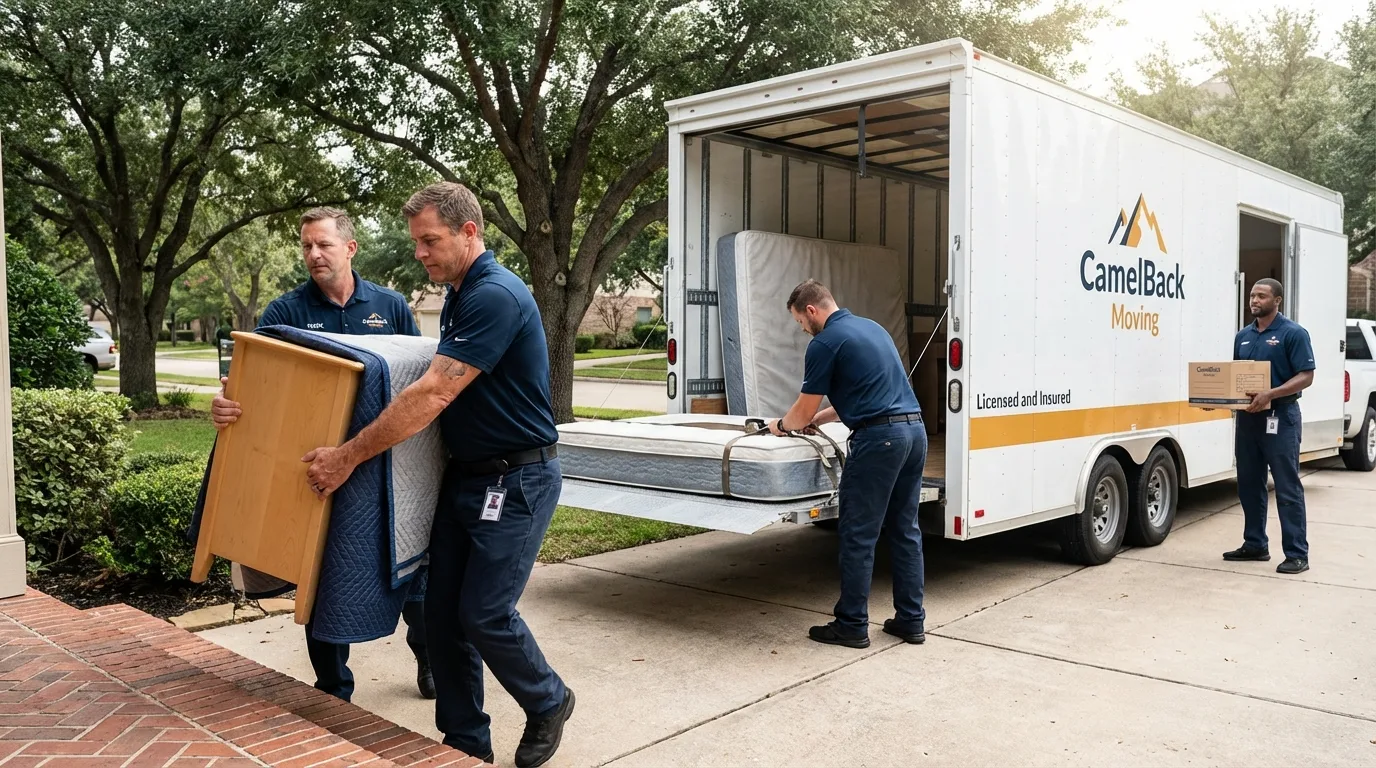 Crew loading residential truck for cross-state move from Huntingdon, PA