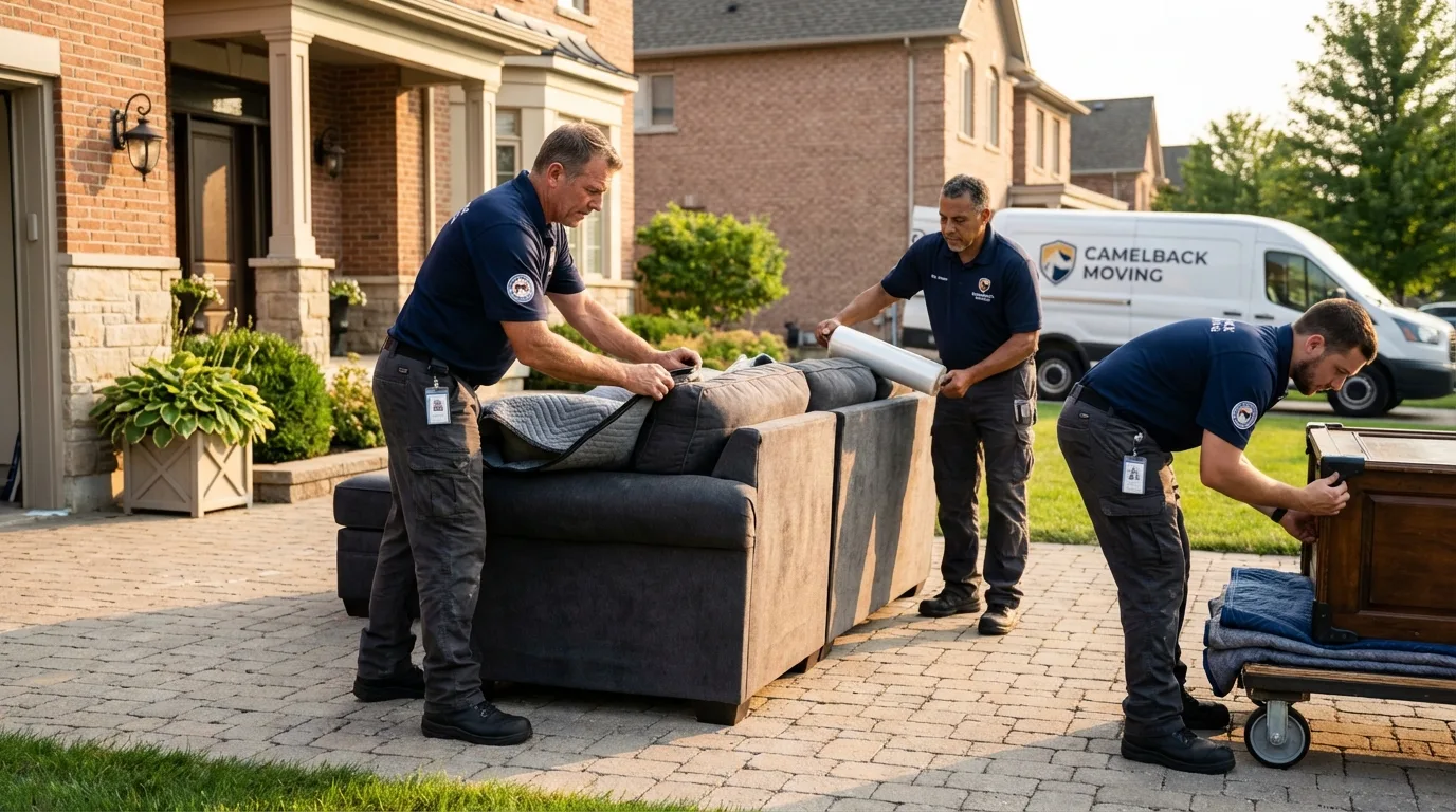 Large estate moving crew wrapping furniture in Huntingdon, PA