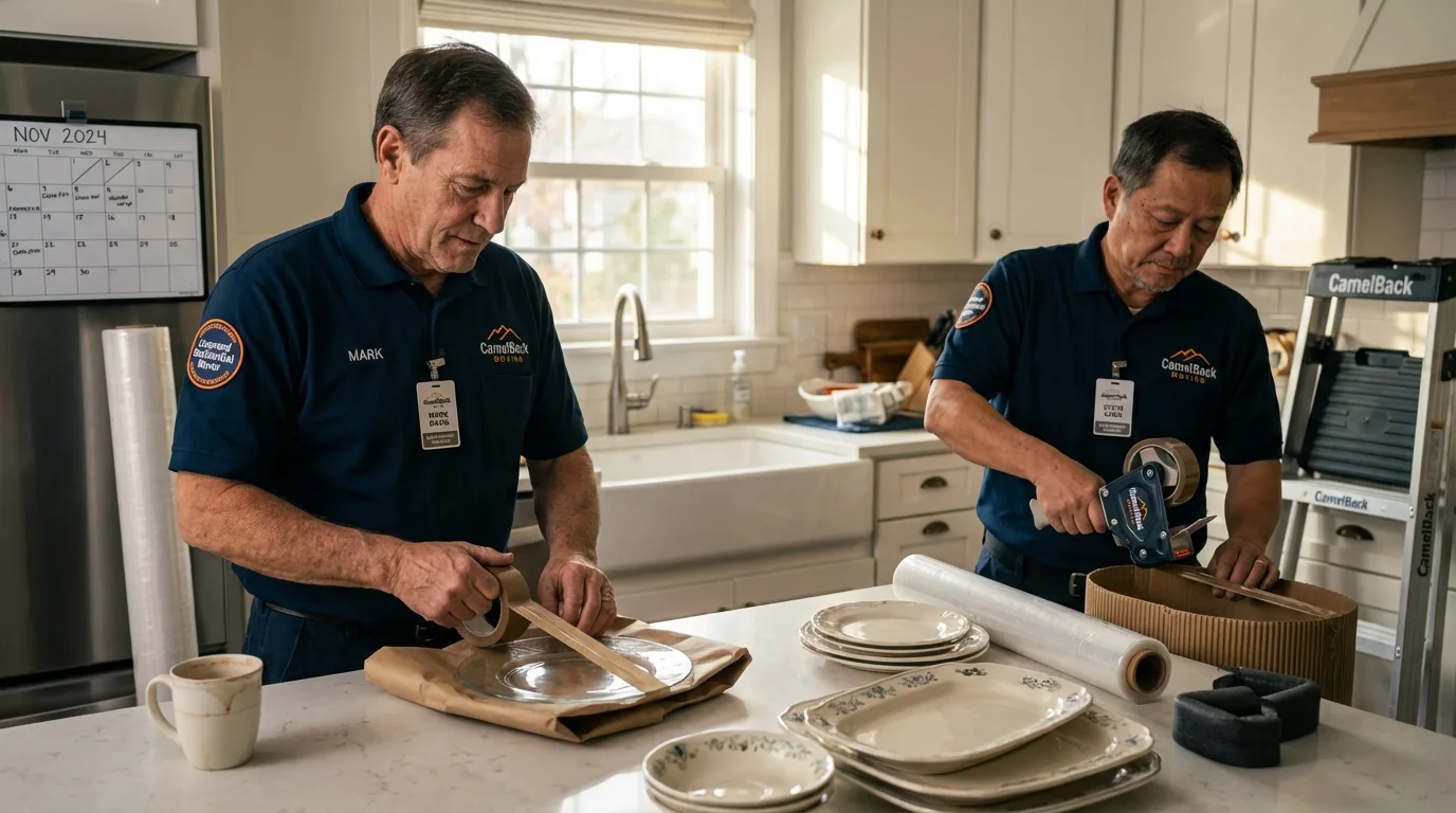 Professional crew packing kitchen dishware in Huntingdon, PA