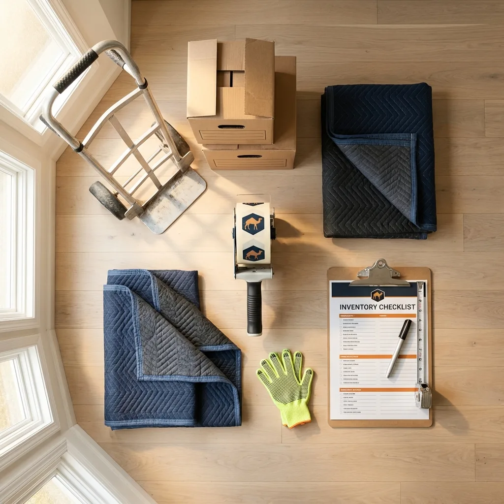 Professional moving supplies and packing materials layout for Huntingdon residential relocations